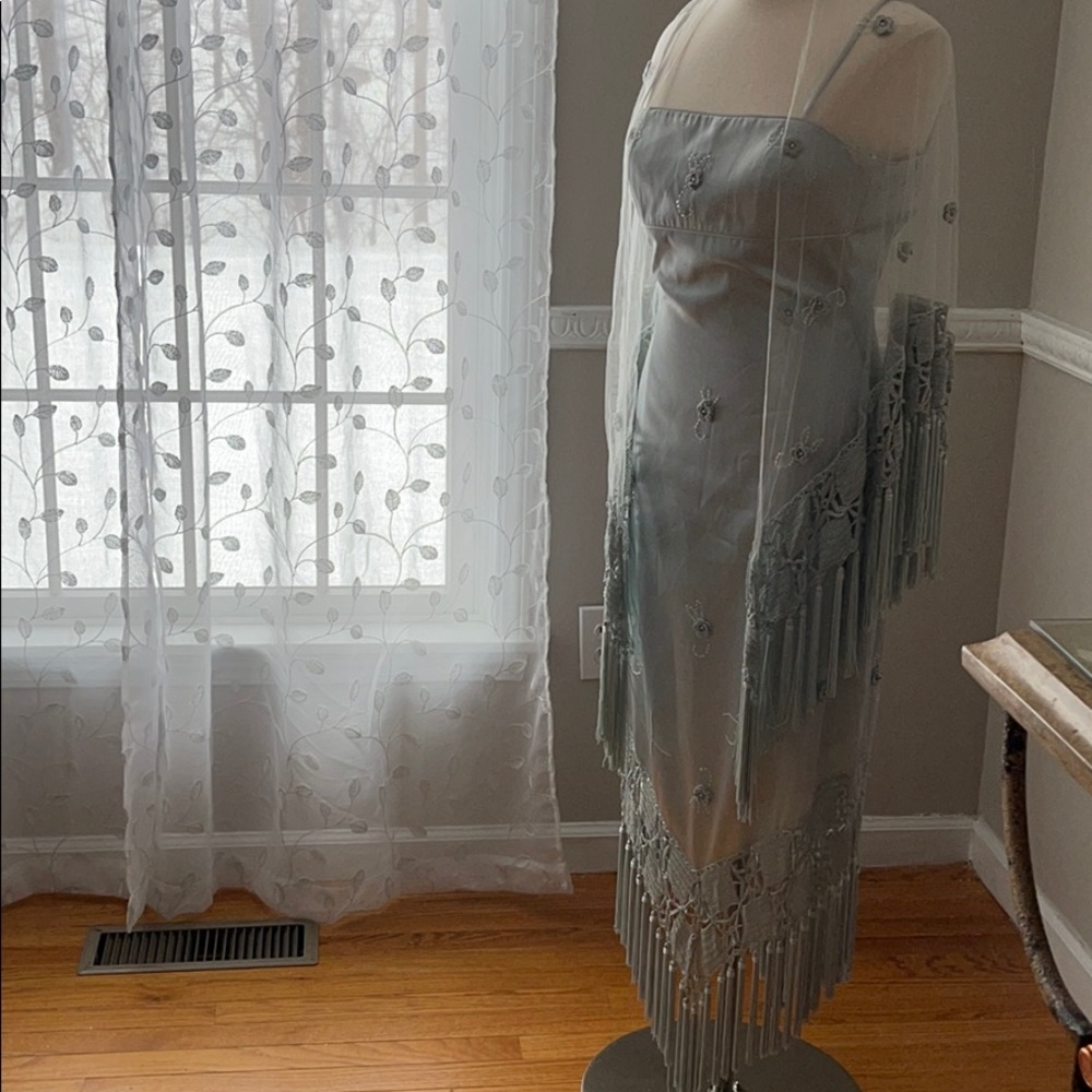 Sue Wong Size 2 Powder Blue cocktail dress w/Shawl